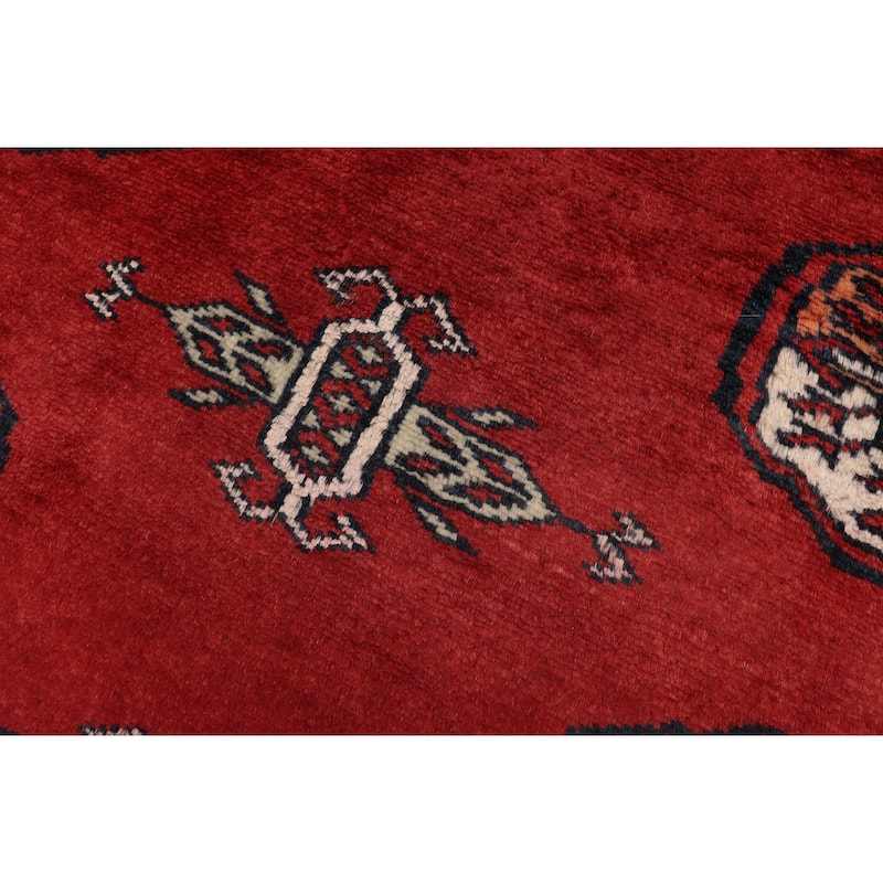 Tribal Bokhara Barajas Red/Rust Hand Knotted Wool Rug - 4'1'' x 6'4''