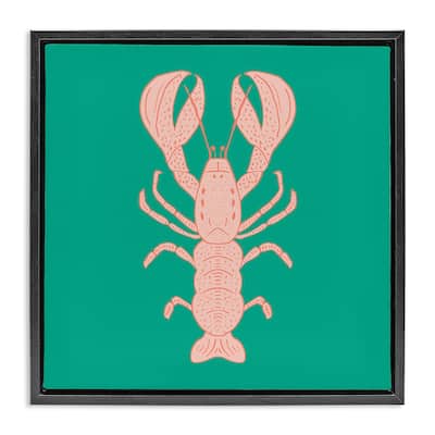 Stupell Minimal Pink & Green Lobster Framed Floater Canvas Wall Art Design By Sazerelli Designs