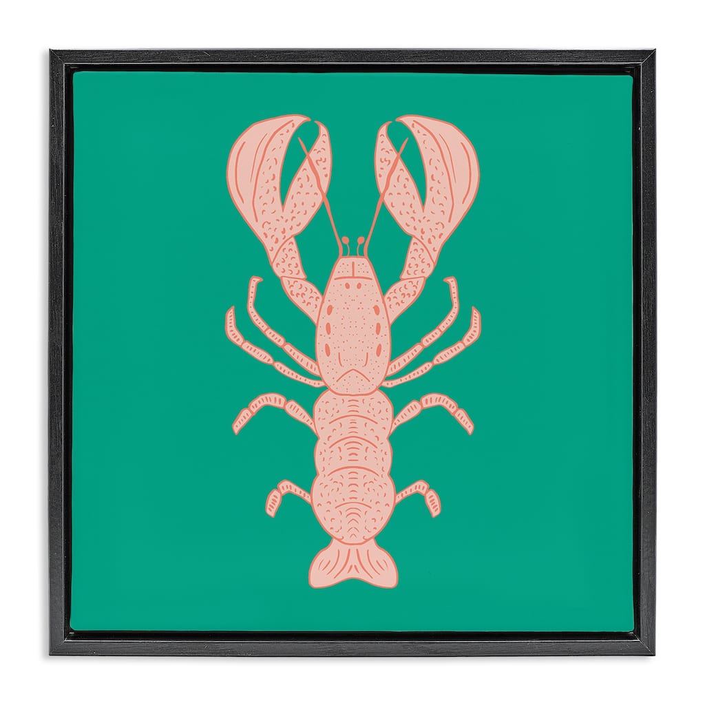 Stupell Minimal Pink & Green Lobster Framed Floater Canvas Wall Art Design By Sazerelli Designs