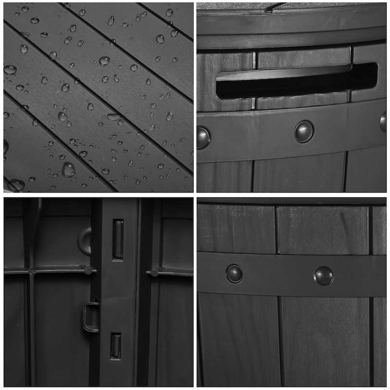 33 Gallon Round Outdoor Storage Waterproof Deck Box - N/A