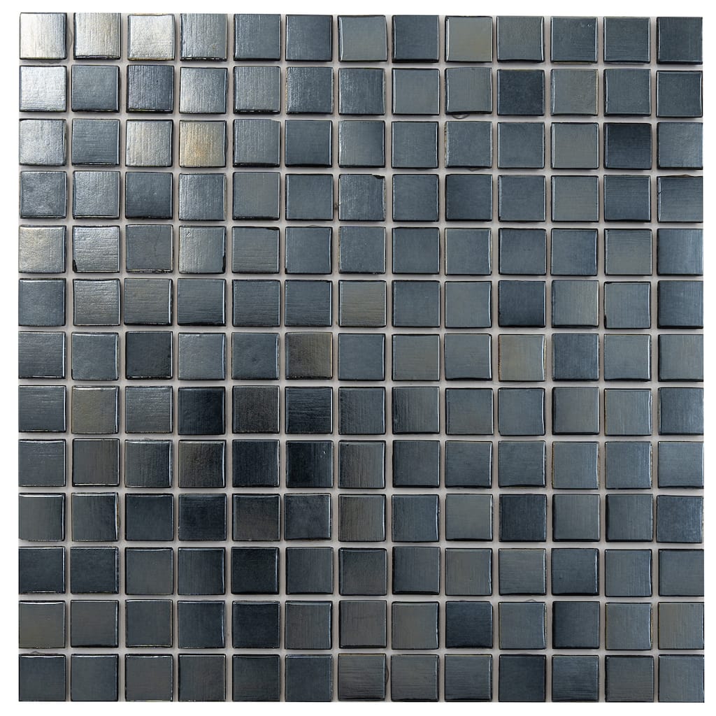 Apollo tile 12" x 12" Nacreous Glossy Shimmer Black Glass Tile (20 sq ft/case) - 20 Pack