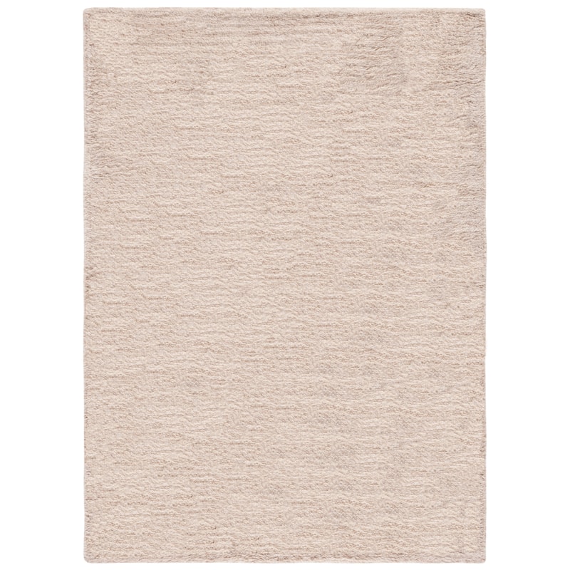 SAFAVIEH Handmade Casablanca Shag Ceferina Wool Rug - 6' Square - Beige