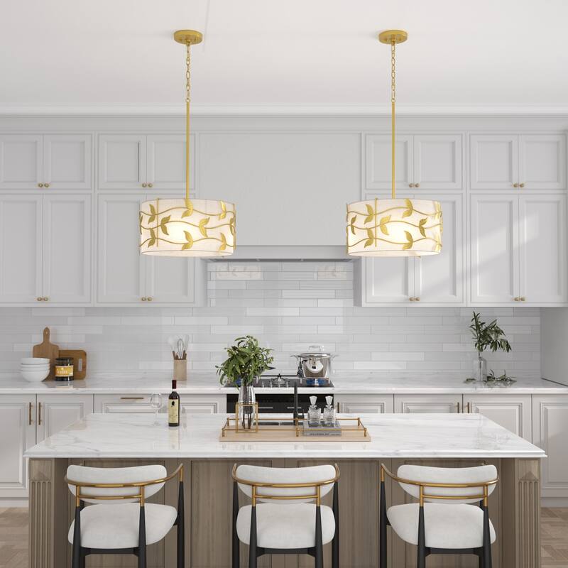 Acroma 4-light Gold/Black Ceiling Cotton Drum Light