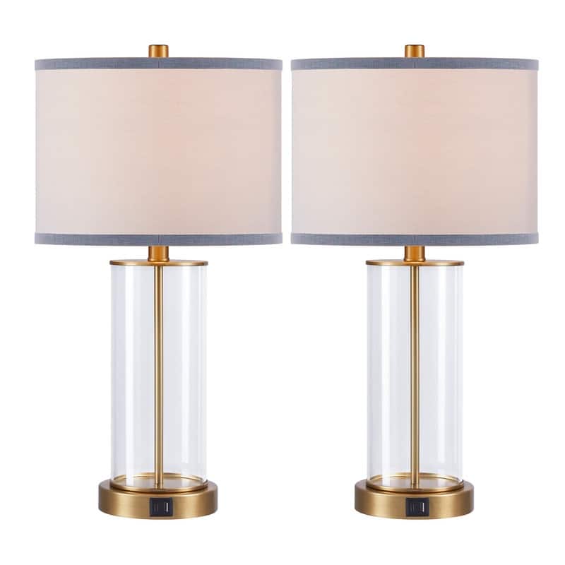 KAWOTI 23.25" Touch Control Table Lamp Set with USB Ports (Set of 2) - W12" * H23.25"