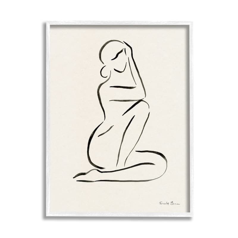 Stupell Minimal Nude Woman Framed Giclee Art Design by Farida Zaman