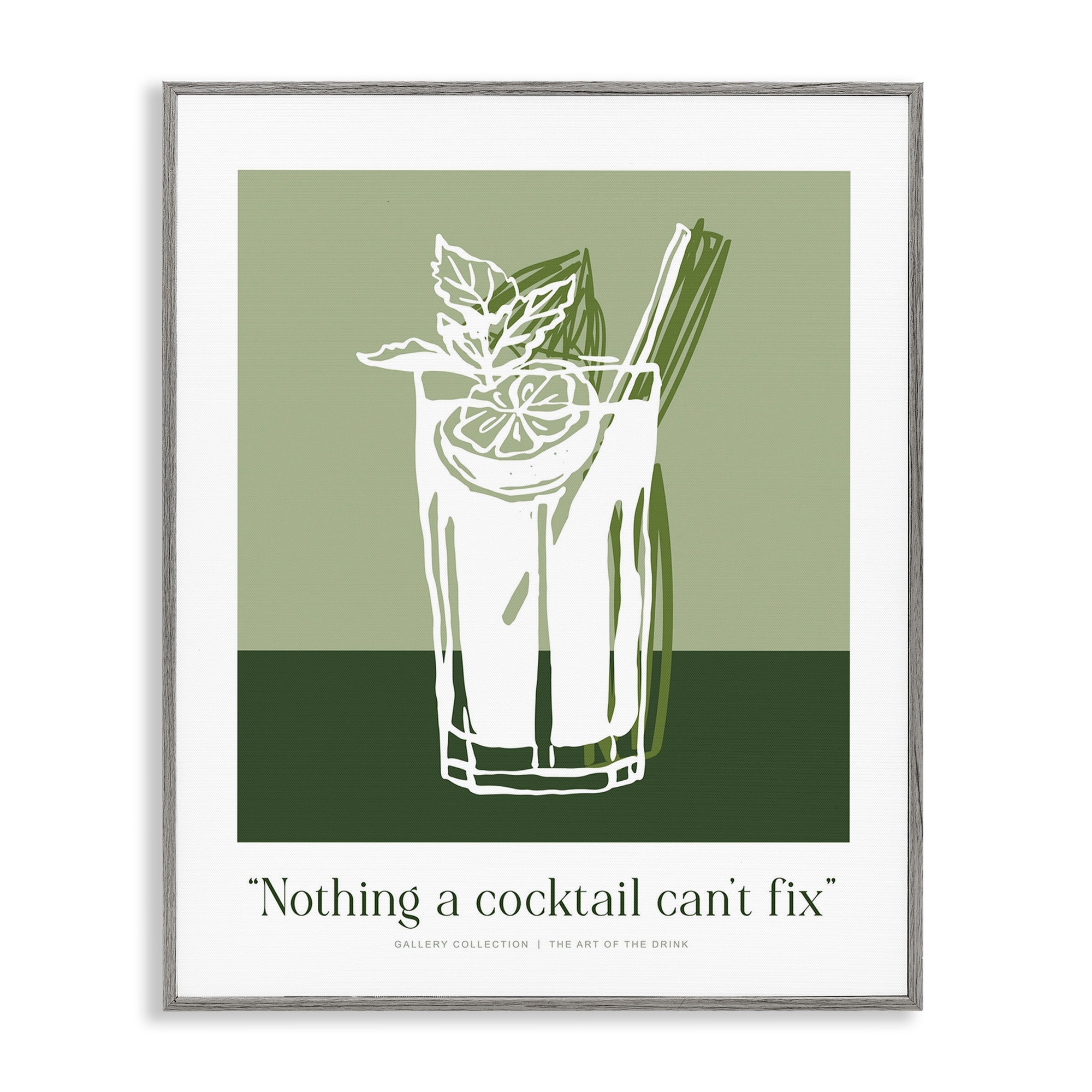 Stupell Green Cocktail Can't Fix Framed Giclee Art Design By Lettered and Lined