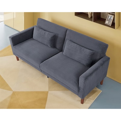 Couch Sofa, Corduroy Fabric Couches Loveseat Furniture with 2 Pillows for Living Room, Bedroom