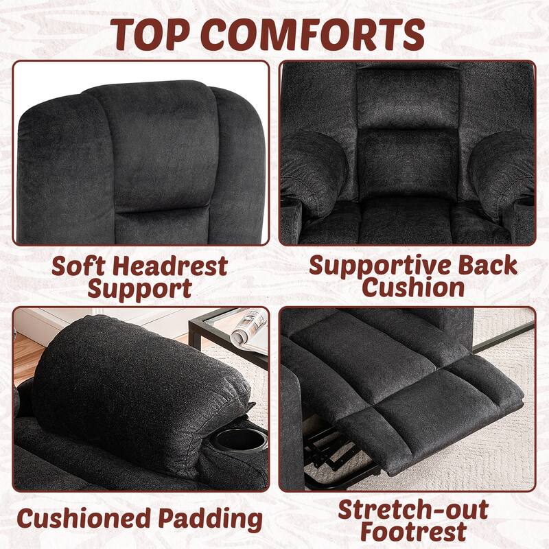 Plush Power Lift Recliner Chair with Massage and Heat