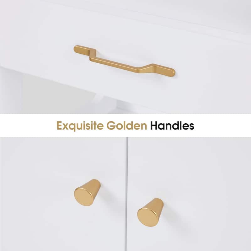 White Rolling Trolley Cart with Cabinet & Lockable Wheels - 13.8"D x 18.89"W x 31.7"H