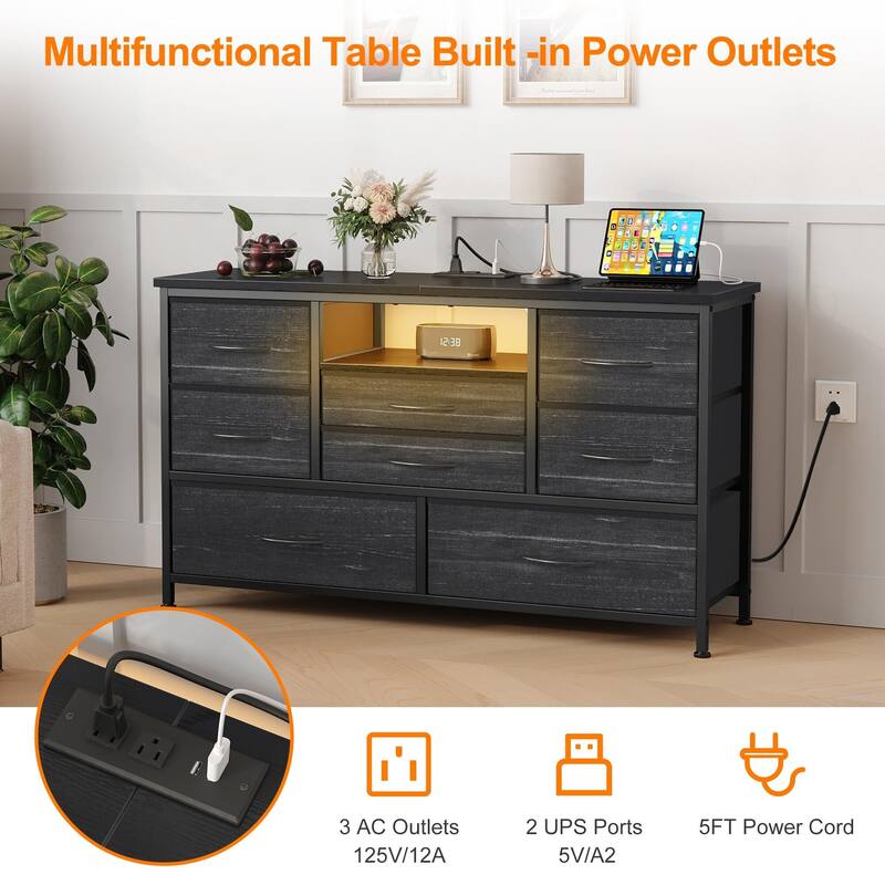 Dresser TV Stand with Power Outlet & Led for 55'' TV - 55 inches