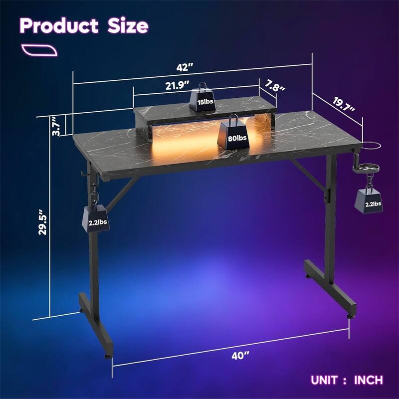 Small Gaming Desk with Monitor Stand