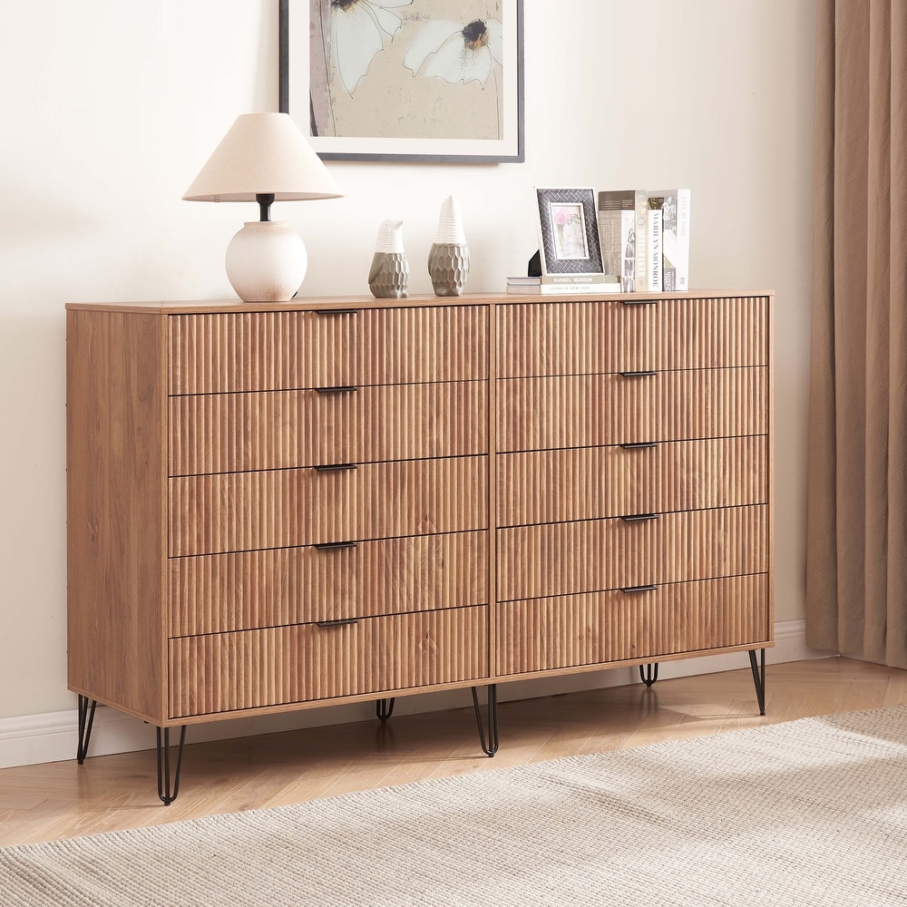 Manhattan Comfort DUMBO Modern 10-Drawer Double Tall Dresser in Black