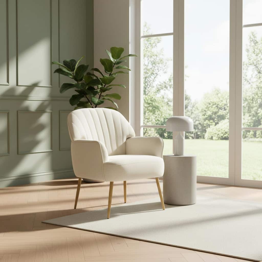 Velvet Accent Chair Upholstered Chair with Metal Legs, Single Sofa Chair Armchair Coffee Chair Vanity Chair