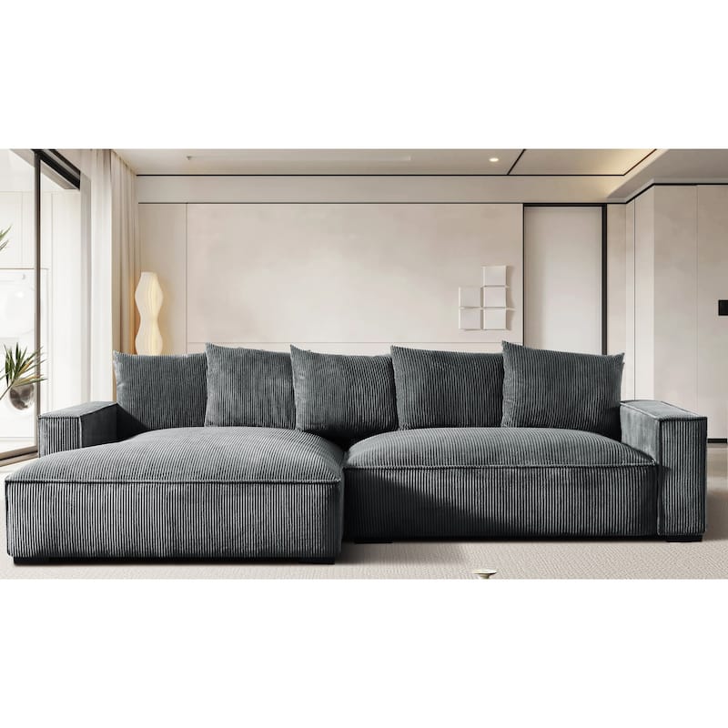 Transitional Luxe Upholstered Living Room Sectional 106.7 inch - Grey - Left Facing