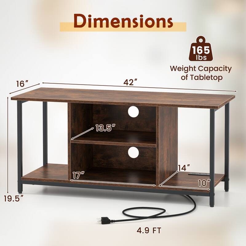 Gymax TV Stand for TVs up to 50 Inches 3-Tier Industrial Entertainment