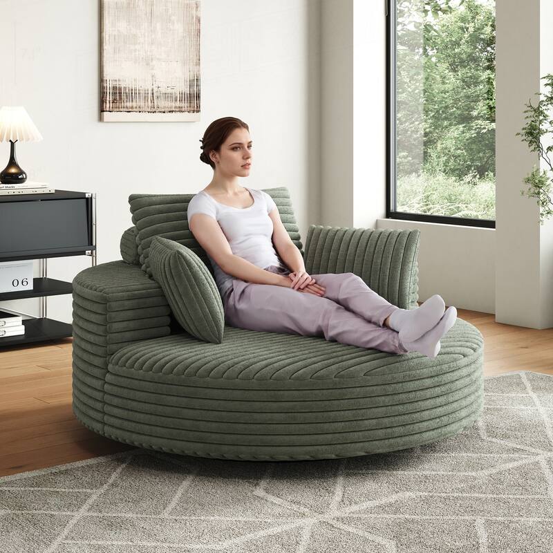 Comfortable Corduroy Foam Swivel Chair for Various Rooms, Enhancing Relaxation