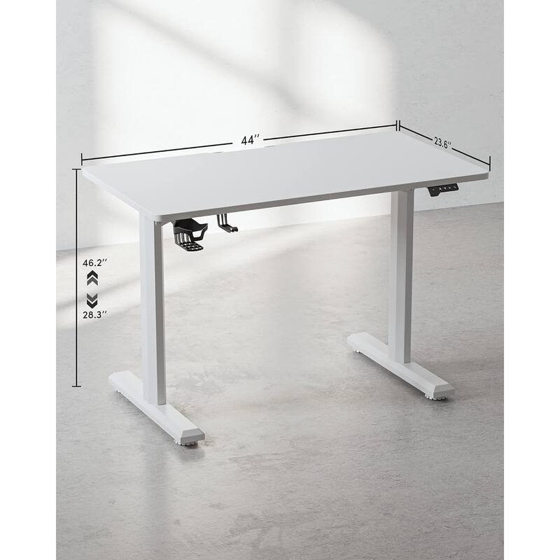 FEZIBO Height Adjustable Electric Standing Desk, Stand up Table, Sit Stand Home Office Desk with Splice Board