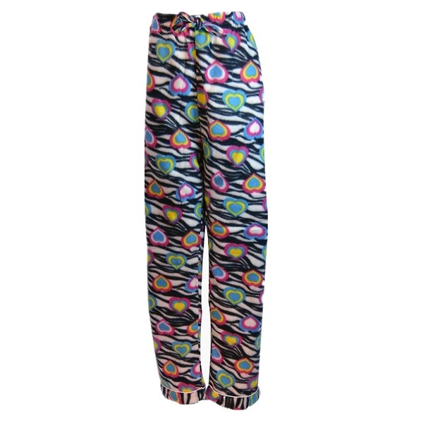 Women's Fleece Multi Pattern Pajamas Pants (Black)