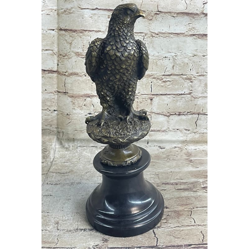 Original Milo Hawk American Eagle Bronze Marble Base Sculpture Bird Figurine Art