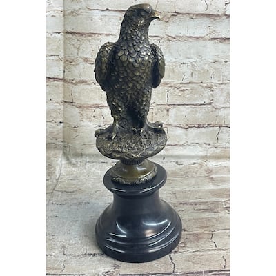 Original Milo Hawk American Eagle Bronze Marble Base Sculpture Bird Figurine Art