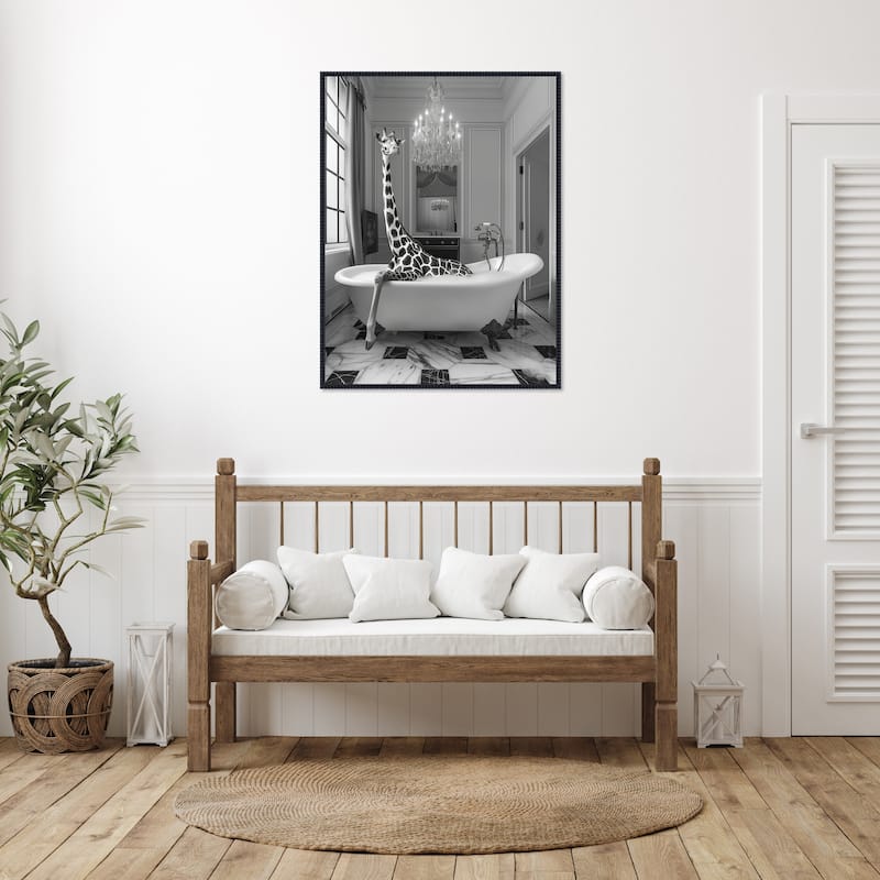 Giraffe Glam Soak by Niky Rahner Framed Canvas Wall Art