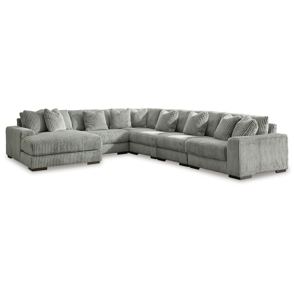Signature Design by Ashley Lindyn Fog 6-Piece Sectional with Chaise - 171"W x 131"D x 38"H