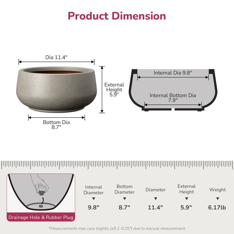 Round Curvy Concrete Planter Bowl Plant Pots