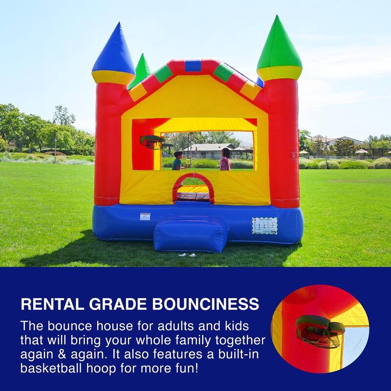 HeroKiddo Castle Commercial Grade Inflatable Bounce House with Air Blower,Lightweight, Heavy Duty, Kids Indoor Outdoor Fun