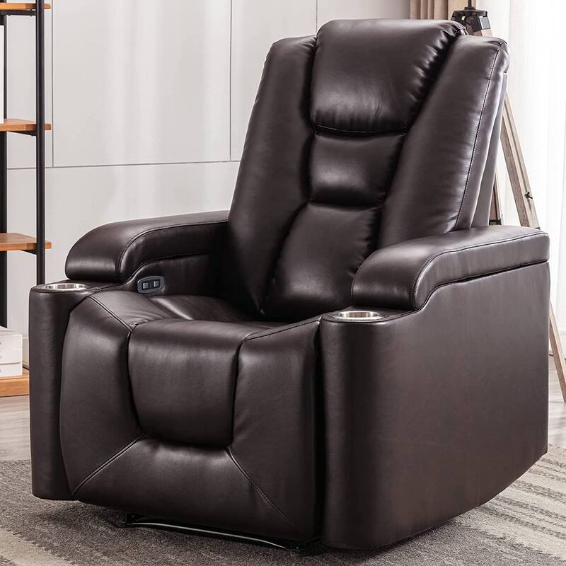 Power Leather Recliner Chair Home Theater Seating Soft