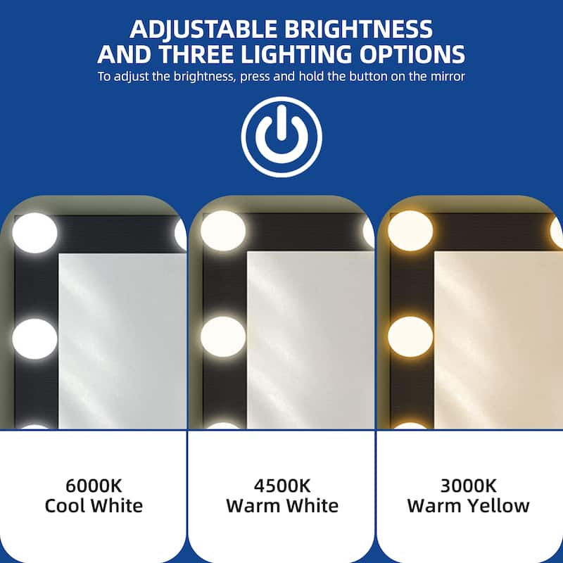 Moasis Large White Vanity Desk with 11 Drawers Mirror Lights USB and Type C Ports for Bedroom