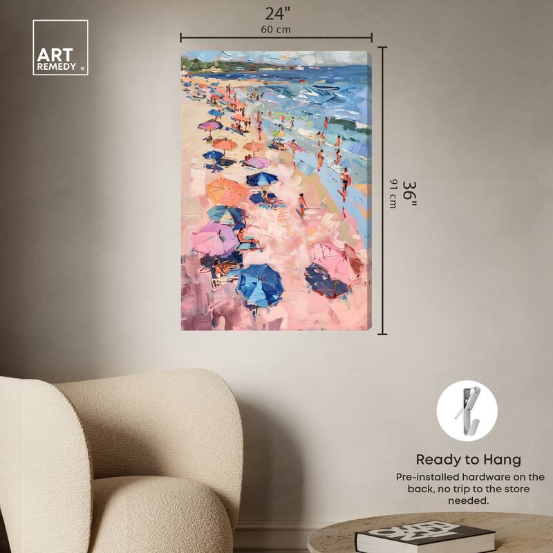Art Remedy Beach Side Joys Gallery Wrapped Colorful Coastal 1 Piece Canvas Wall Art