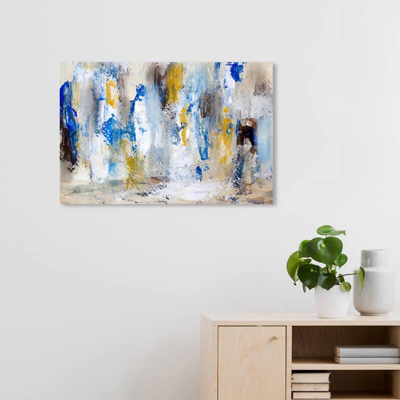 Wynwood Studio Canvas Abstract Rain at the Beach Blue and Modern & Contemporary Wall Art Canvas Print - 20 x 30