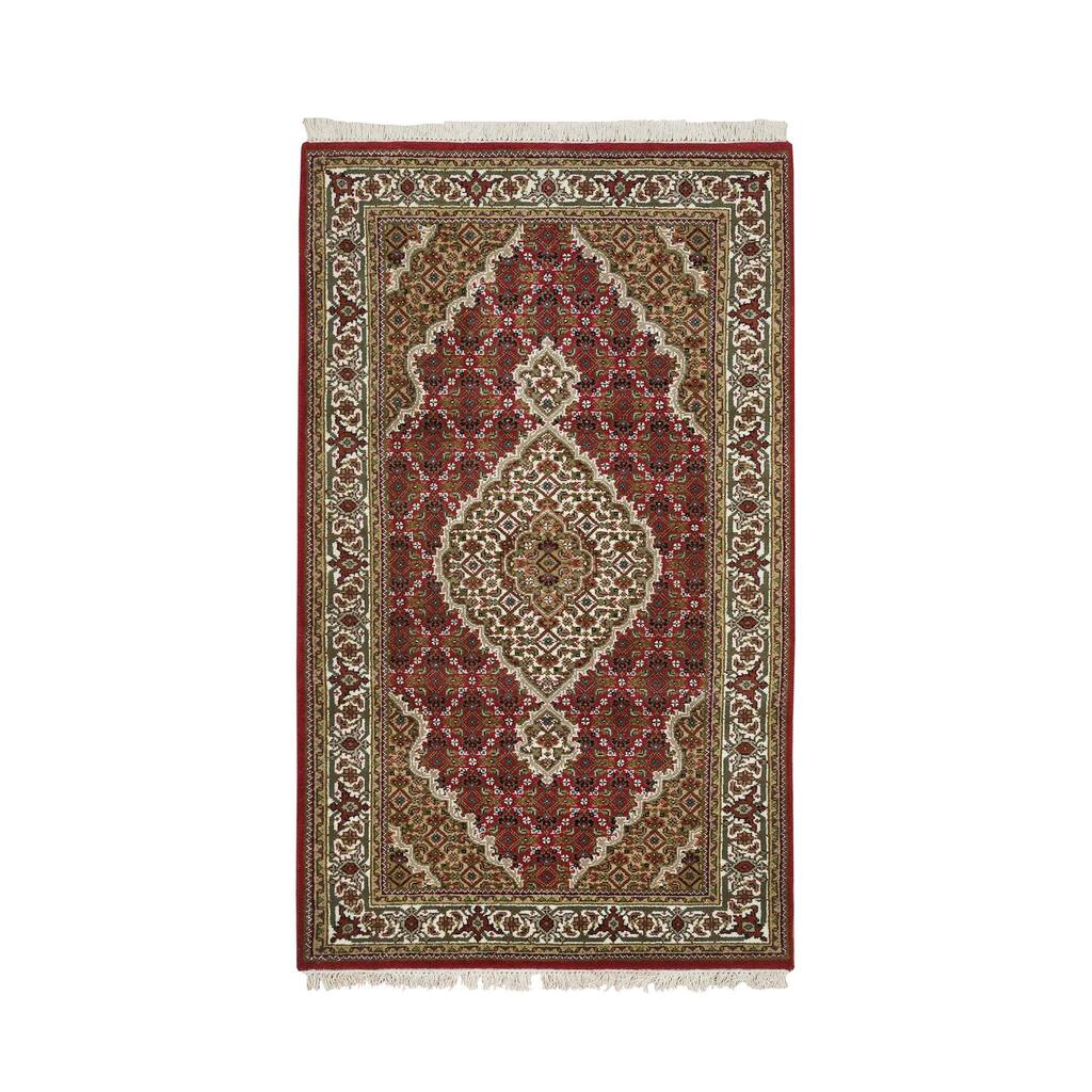 Shahbanu Rugs Mahogany Red Tabriz Mahi with Fish Medallion Design, 175 ...