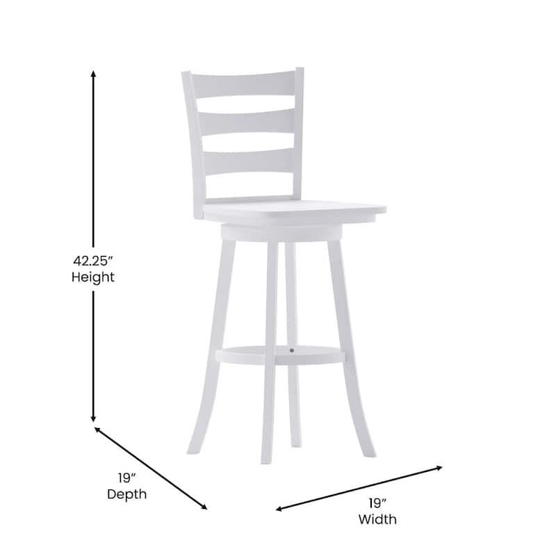 Commercial Grade Traditional Ladderback Wooden Swivel Barstool