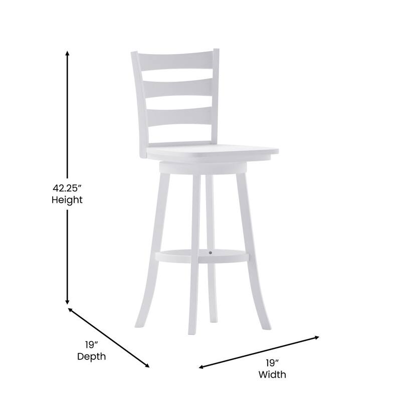 Ladderback Wooden Swivel Bar Stool with Footrest
