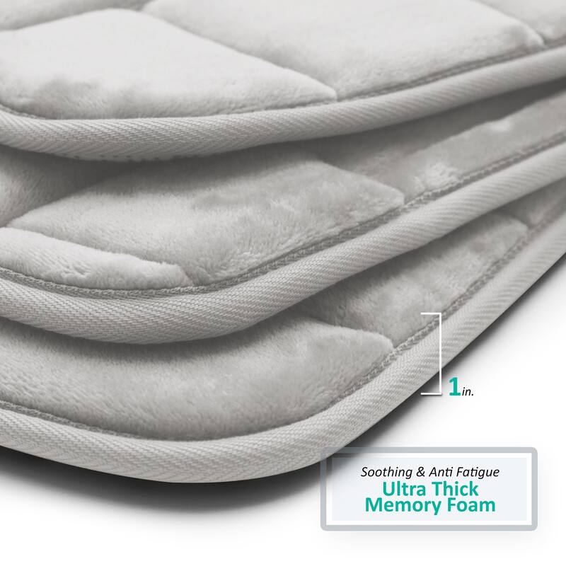 Clara Clark Ultra Soft Non Slip and Absorbent Bath Rug - Tiled Velvet Memory Foam Bath Mat