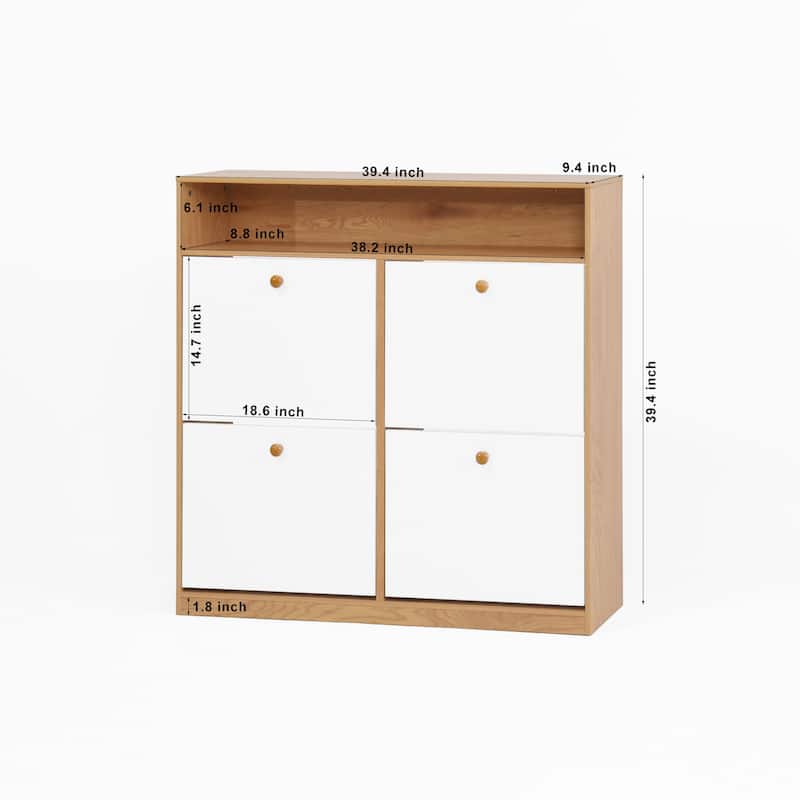 Shoe Storage Cabinet with 4 Flip Drawers, Freestanding Shoe Rack Organizer Cabinet, Shoe Cabinet with Adjustable Compartments