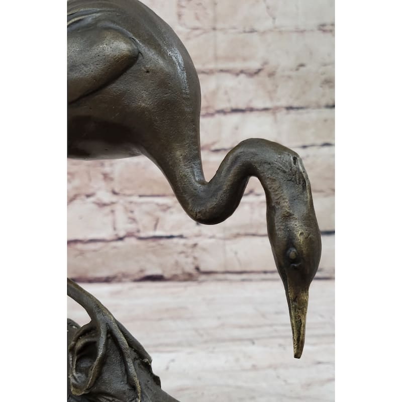 Egret Crane Great Blue Heron Wetland Coastal Bird Art Bronze Marble Statue Gift