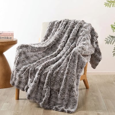 Variegated Warm Plush FauxFur Throw Cozy and Furry Blankets for Sofa