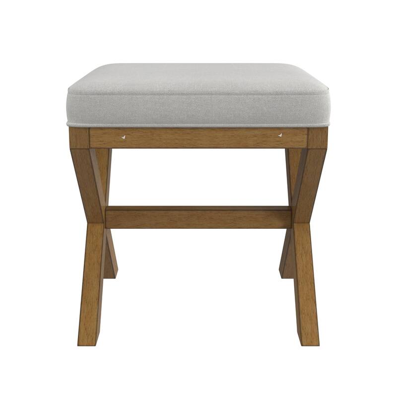 Hillsdale Somerset Backless Wood Vanity Stool, Dark Driftwood - Dark Driftwood & Fog Gray - 17" x 17" x 18.5"