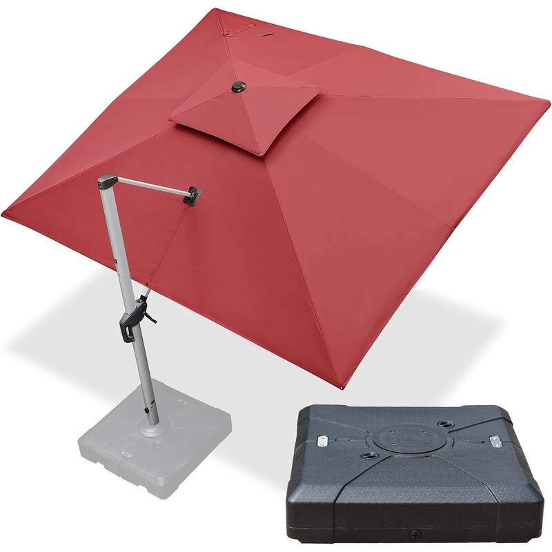 PURPLE LEAF 10 x 12ft Outdoor Patio Rectangle Large Cantilever Umbrella with Base