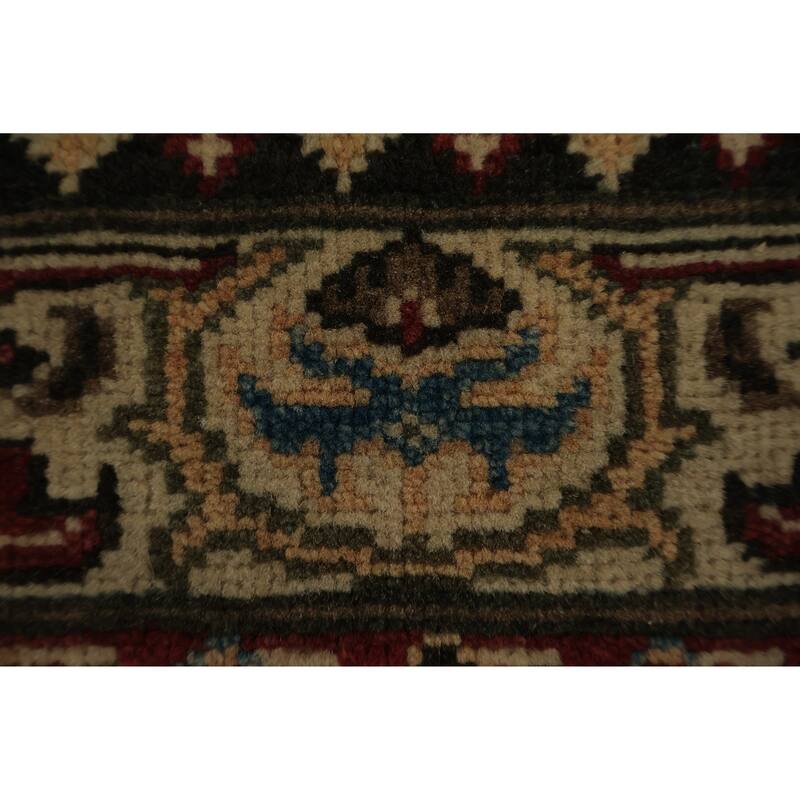 Hand Knotted Oriental 100% Wool Carpet Traditional Geometric Navy Blue & Blues Kazak Area Rug - 3' 0'' X 2' 1''