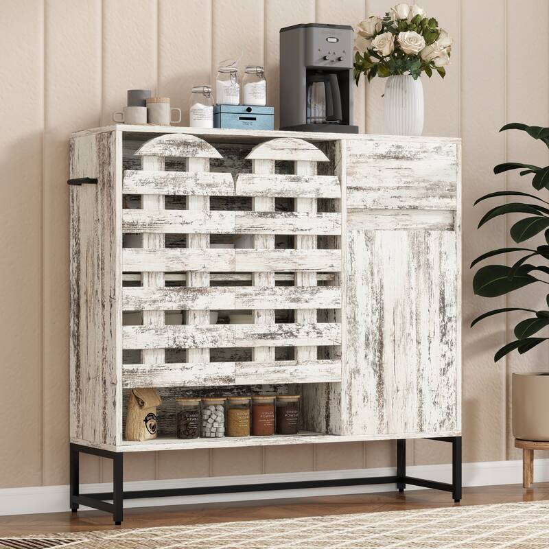 44.3"Sideboard Cabinet With Storage,Coffee Bar Console Table With Storage,Storage Cabinet With Arched Lattice Doors And Drawer