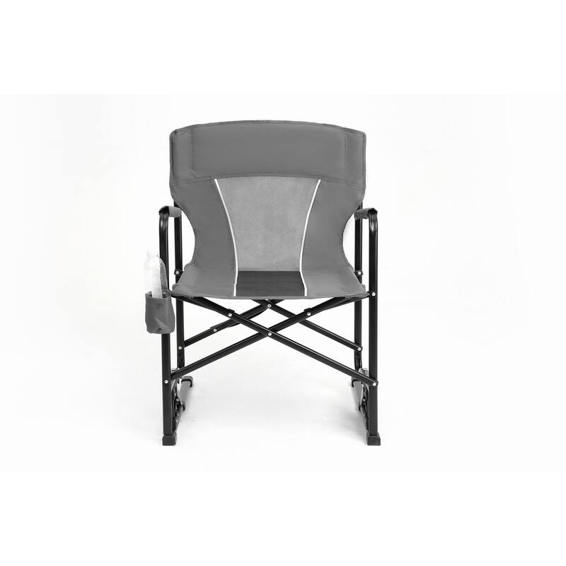 Outdoor Freestyle Rocker Camping Chair Portable Folding Rocking Chair,Durable Armrests,Drink Holder & Backrest