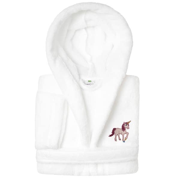 slide 2 of 19, Sweet Kids 100% Polyester SUPER PLUSH Double Brushed Hooded Bathrobe - UNICORN White - L