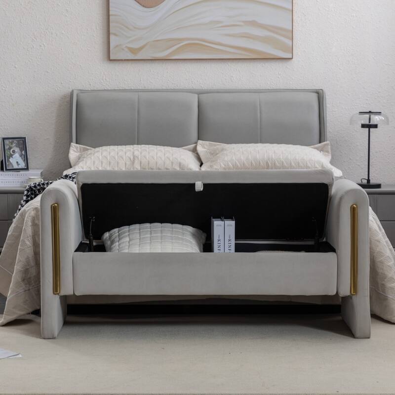 Velvet or Teddy Fabric Bedroom Storage Bench, Living Room Shoe Bench