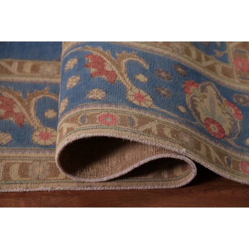 Blue Traditional Tabriz Persian Rug Hand-Knotted Wool Carpet - 9'4"x 12'7"