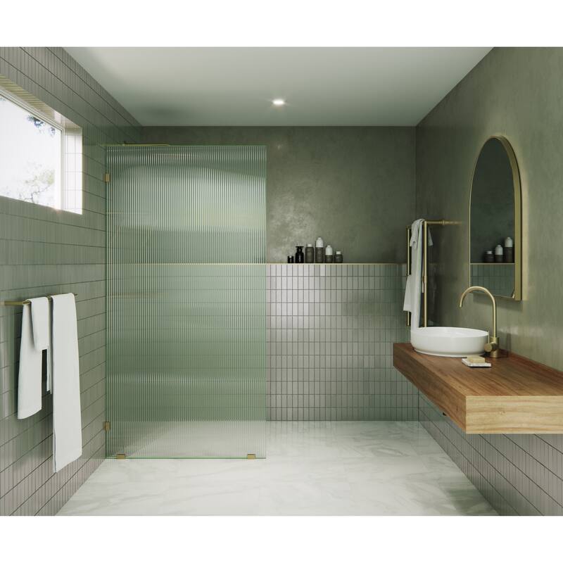 Glass Warehouse 38" x 78" Frameless Shower Door - Single Fixed Panel Fluted