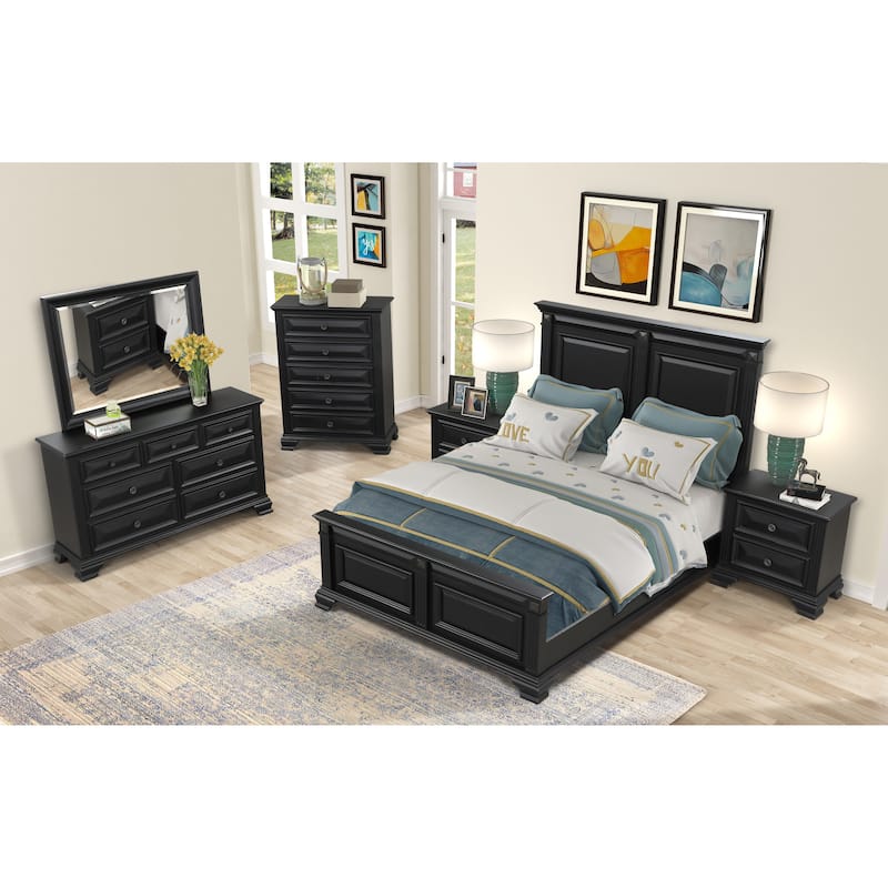 Roundhill Furniture Renova Vintage Black Wood Traditional 6-piece Bedroom Set