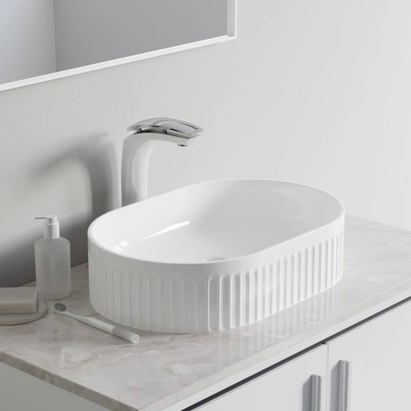 Dowell Fluted Ceramic Vessel Sink